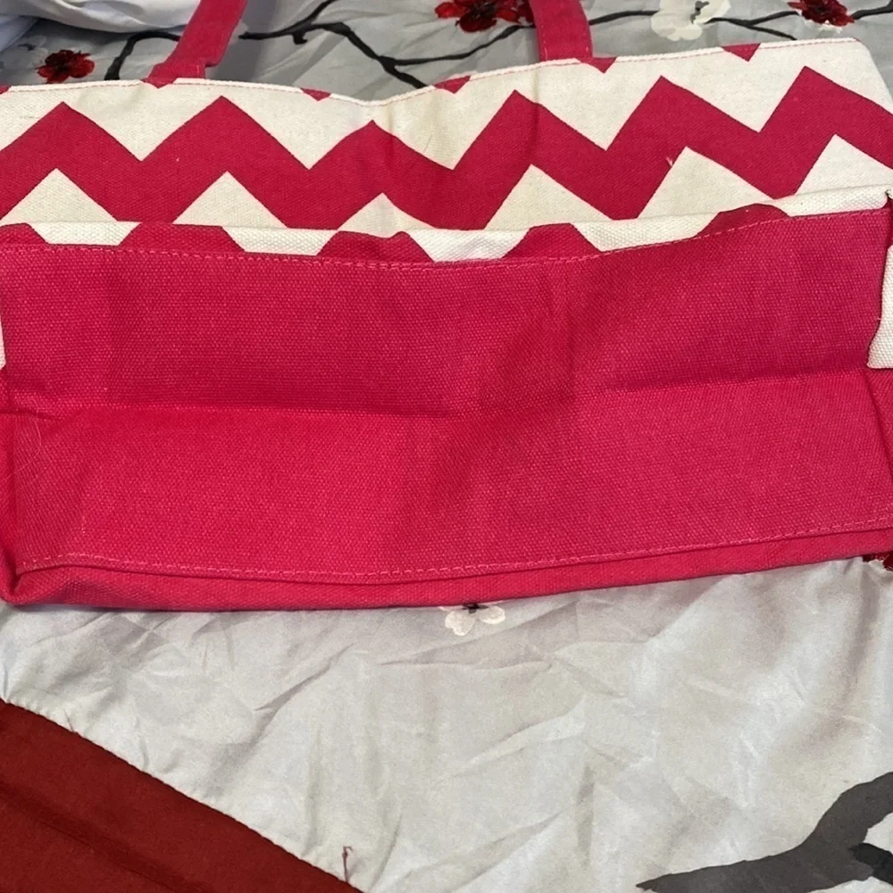 Vibrant Pink Chevron Print Tote Bag